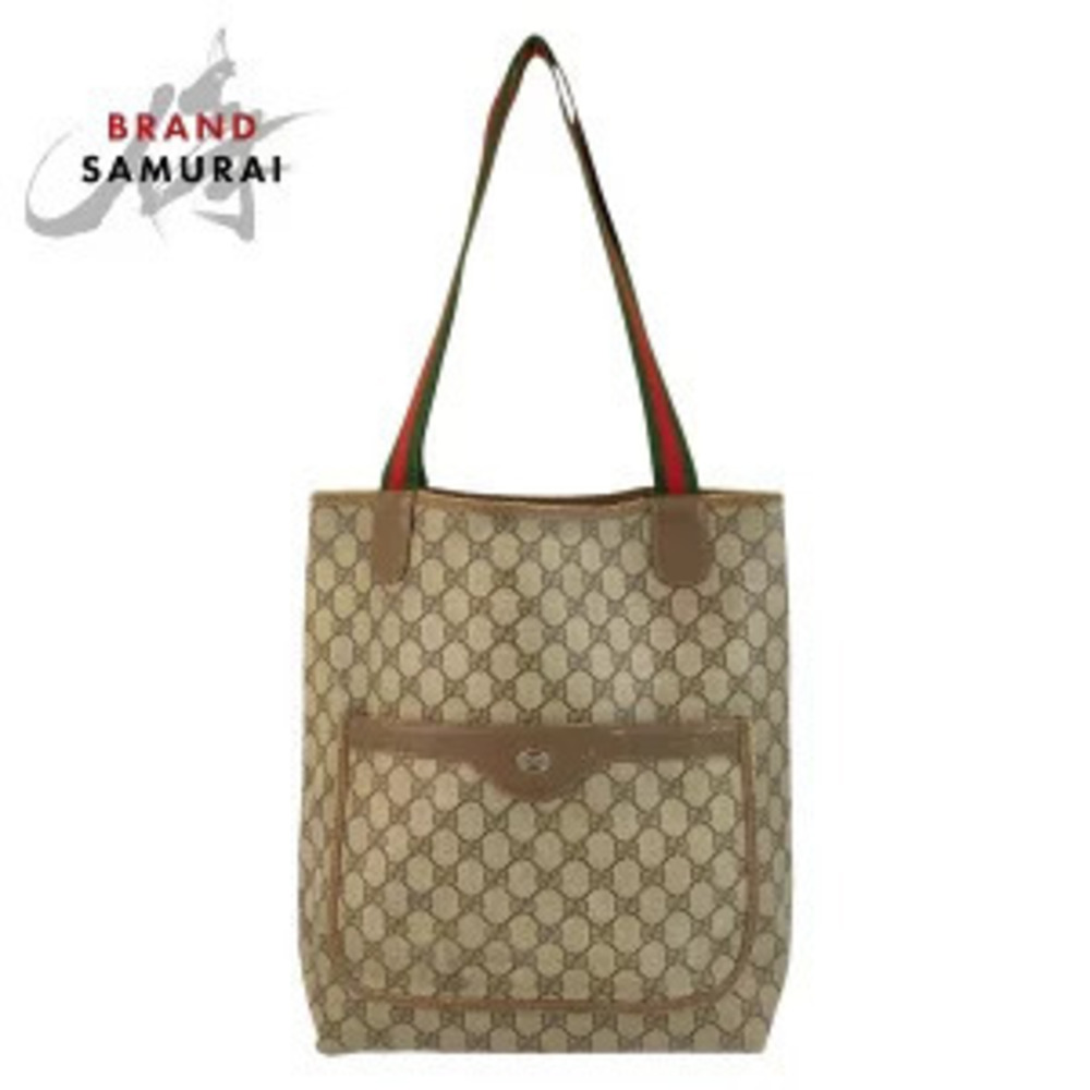 Gucci Sherry Tote Bag Shoulder Beige Brown GG Supreme Canvas